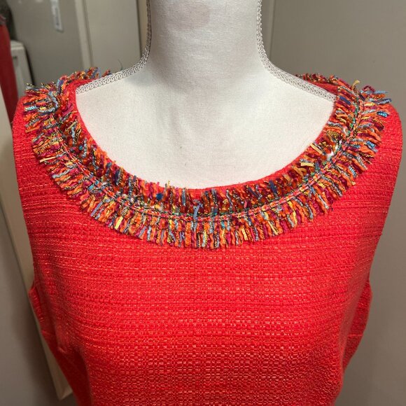 NWT Talbots Textured Fringe Neck Shift Dress, Size 16 - Picture 4 of 16